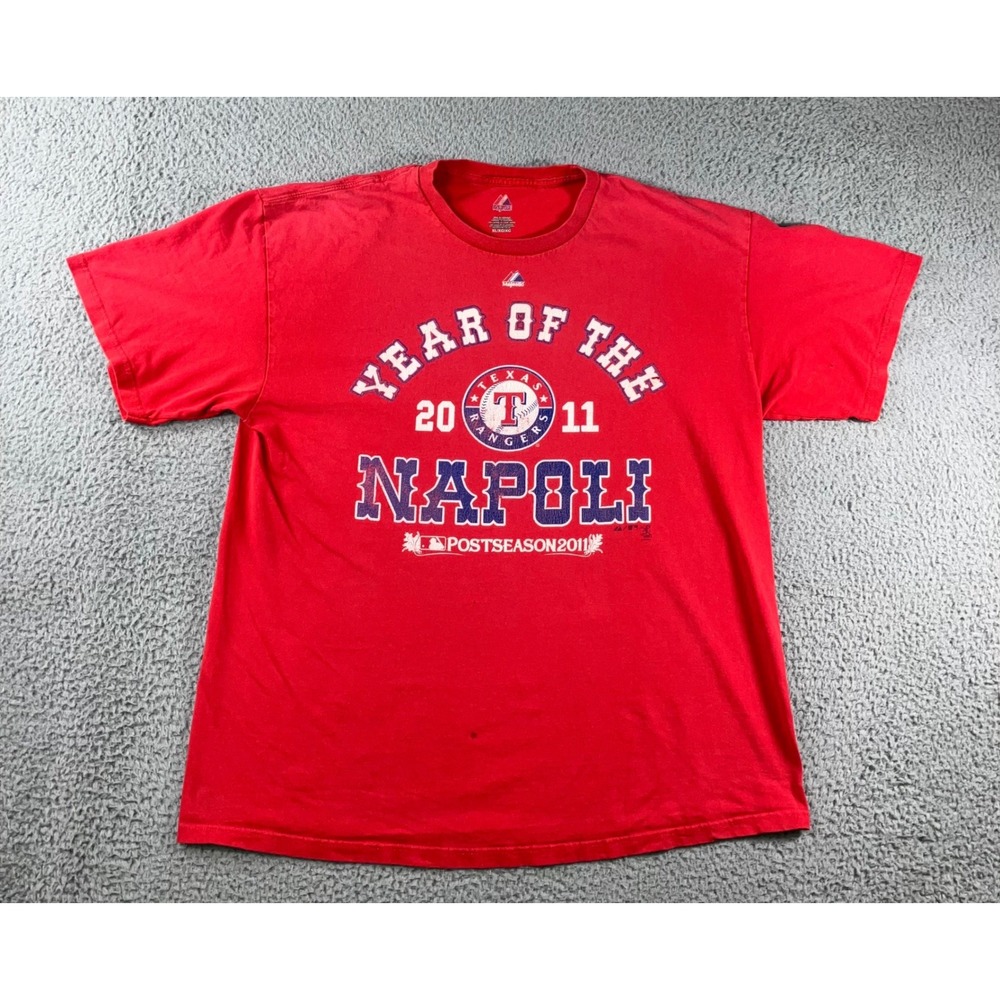 Majestic Texas Rangers  T-Shirt Men XL 2011 Postseason Year of the Napoli Red